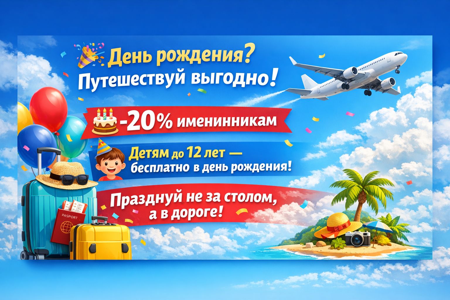 АКЦИЯ «ПУТЕШЕСТВИЕ В ЧЕСТЬ ДНЯ РОЖДЕНИЯ»✈️